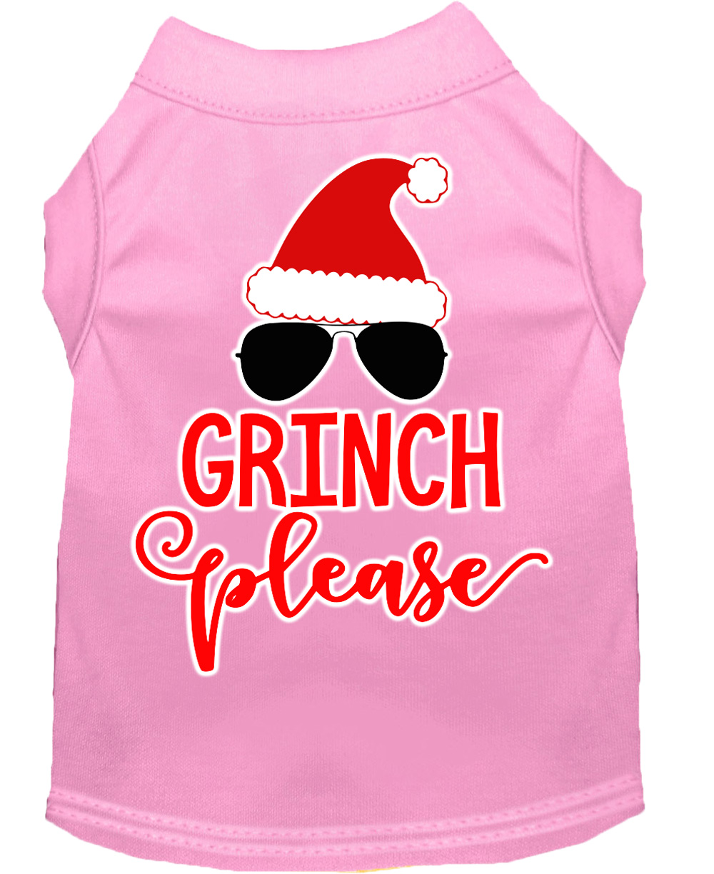 Grinch Please Screen Print Dog Shirt Light Pink Lg